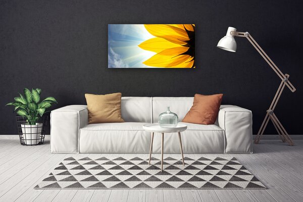 Tablou pe panza canvas Petale Floral Albastru Galben