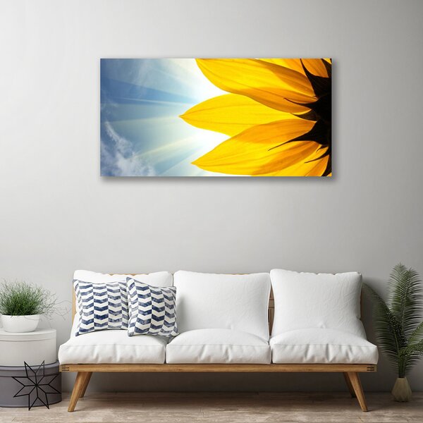 Tablou pe panza canvas Petale Floral Albastru Galben