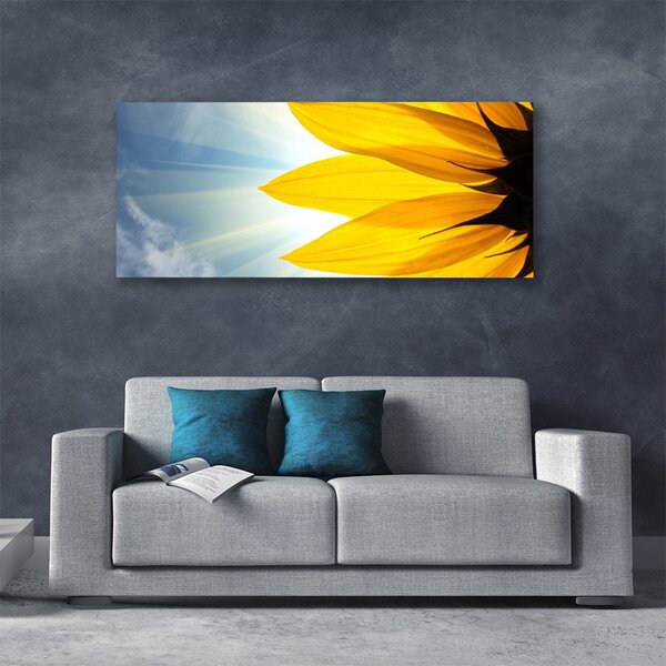 Tablou pe panza canvas Petale Floral Albastru Galben