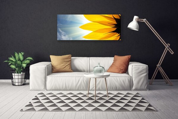 Tablou pe panza canvas Petale Floral Albastru Galben