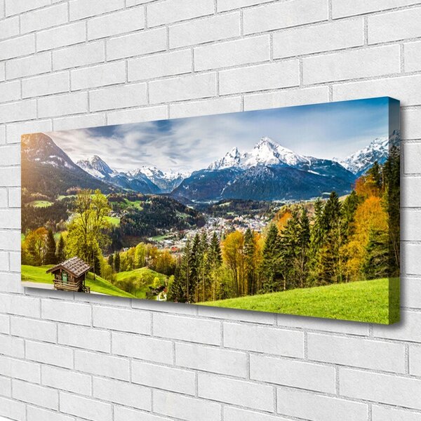 Tablou pe panza canvas Alpi Peisaj Verde Albastru
