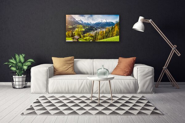 Tablou pe panza canvas Alpi Peisaj Verde Albastru