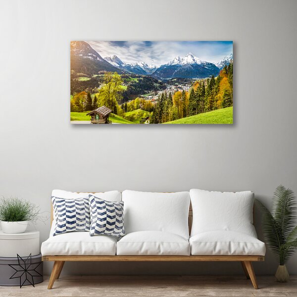 Tablou pe panza canvas Alpi Peisaj Verde Albastru