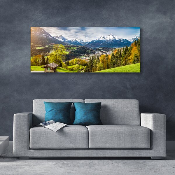 Tablou pe panza canvas Alpi Peisaj Verde Albastru