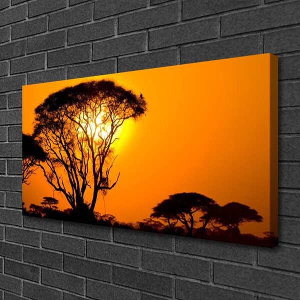 Tablou pe panza canvas Copaci Sun Natura Negru Galben