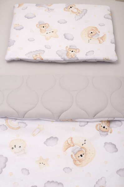 Set lenjerie matlasata 3 piese Kidizi Koala Dreams, include perna, plapumioara si cearceaf