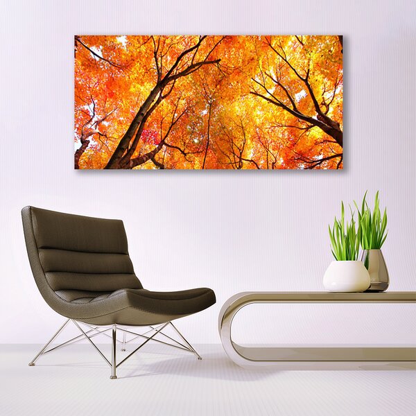 Tablou pe panza canvas Copaci Natura Galben Portocaliu Maro