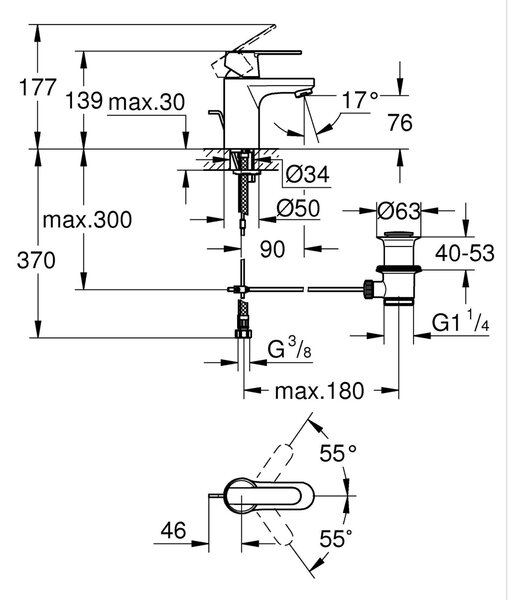 Grohe Get baterie lavoar stativ negru 328832430