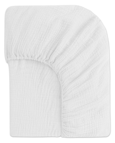 Cearceaf din muselina bumbac 100% cu elastic roata 120x60 cm Kidizi White