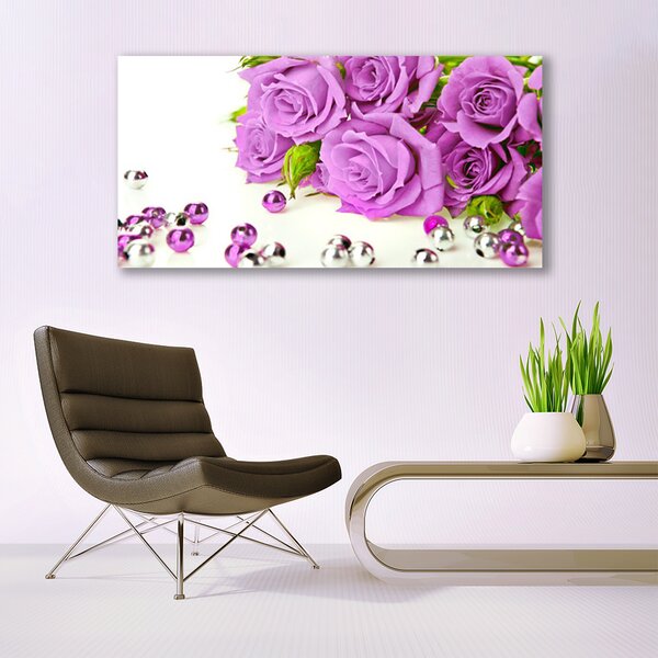 Tablou pe sticla Trandafiri roz Floral