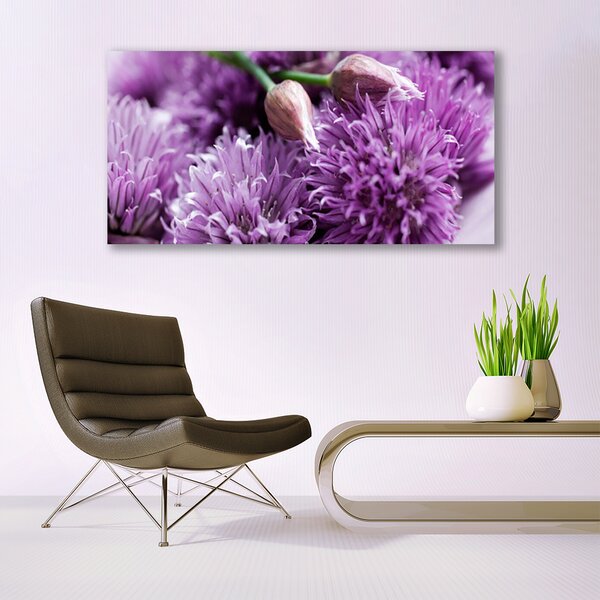 Tablou pe sticla Flori roz Floral