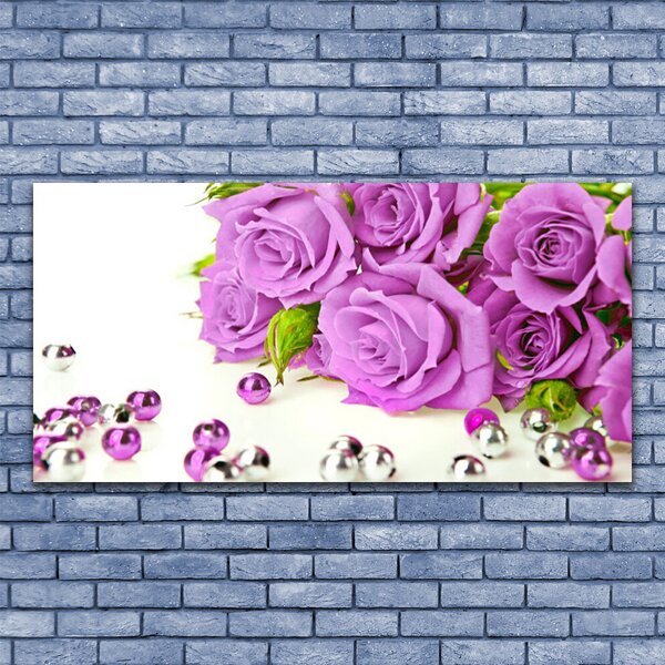 Tablou pe sticla Trandafiri roz Floral