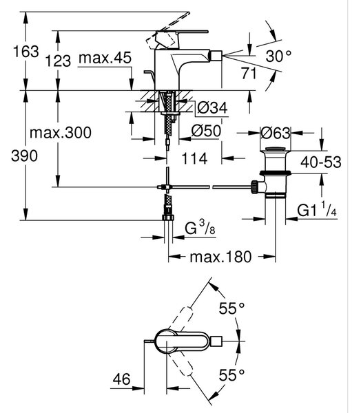Grohe Get baterie bideu stativ negru 328852430