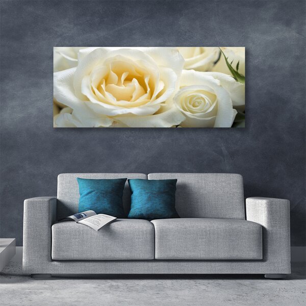 Tablou pe panza canvas Trandafiri Floral Alb Verde