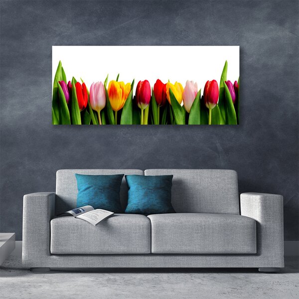 Tablou pe panza canvas Lalele Floral Roșu Roz Galben Verde