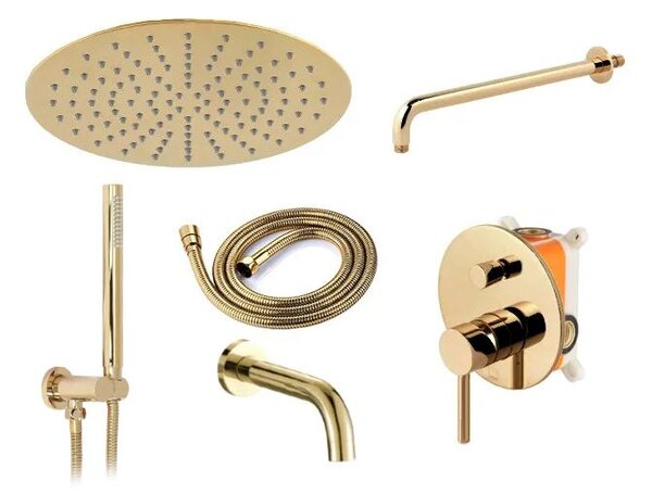 Set de duș incastrat Rea Lungo Gold Auriu cu BOX