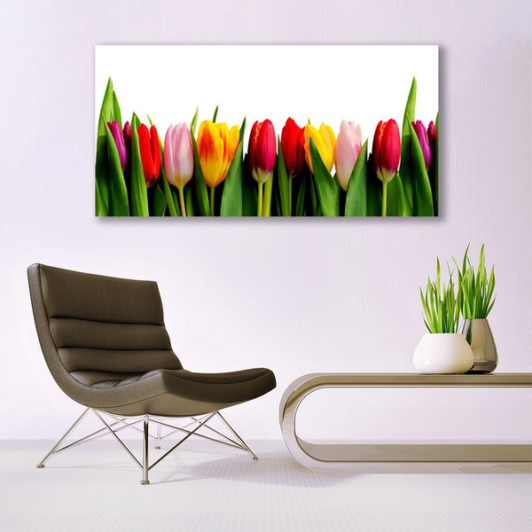 Tablou pe panza canvas Lalele Floral Roșu Roz Galben Verde