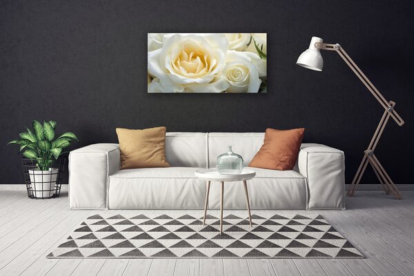 Tablou pe panza canvas Trandafiri Floral Alb Verde