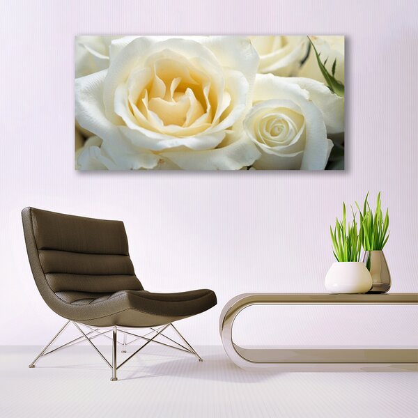 Tablou pe panza canvas Trandafiri Floral Alb Verde