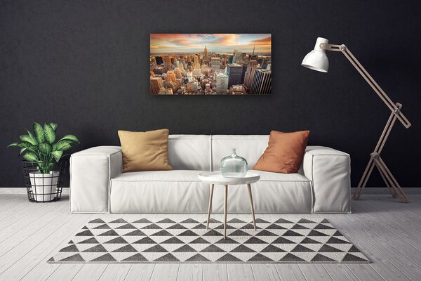 Tablou pe panza canvas Oraș Case Gri Galben