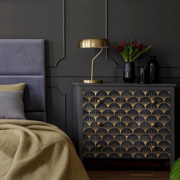Tapet decorativ pentru mobilier Ambiance Youlika, negru - auriu