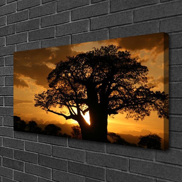 Tablou pe panza canvas Copac Natura Brown Galben