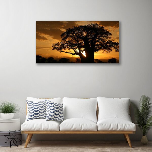 Tablou pe panza canvas Copac Natura Brown Galben