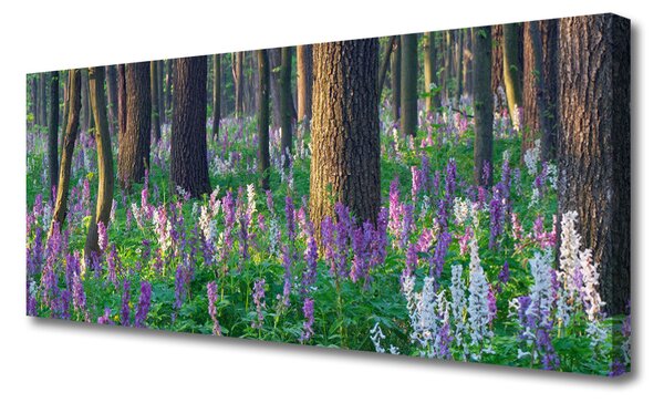 Tablou pe panza canvas Pădure Flori Natura Verde Violet Maro