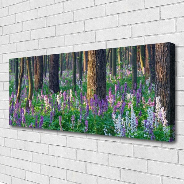 Tablou pe panza canvas Pădure Flori Natura Verde Violet Maro