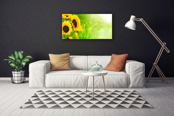 Tablou pe panza canvas Floarea soarelui Floral Brun Galben Verde