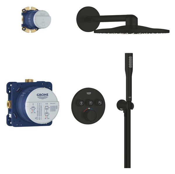 Grohe Precision Smartcontrol set cadă și duș ascuns cu termostat cu duș de ploaie negru 348742430