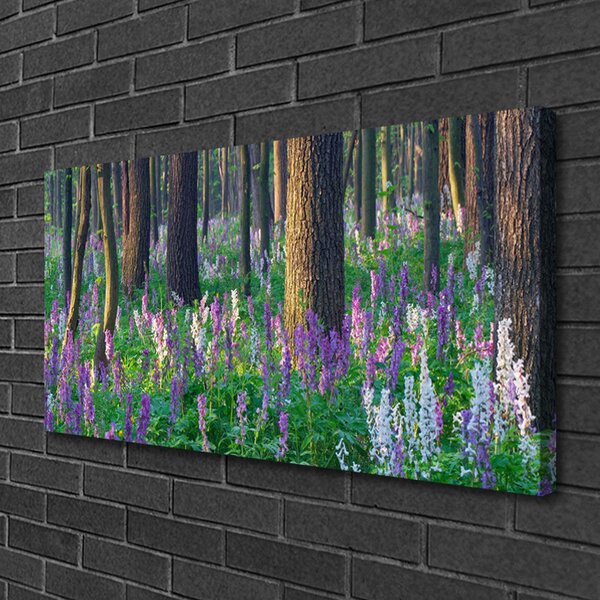 Tablou pe panza canvas Pădure Flori Natura Verde Violet Maro
