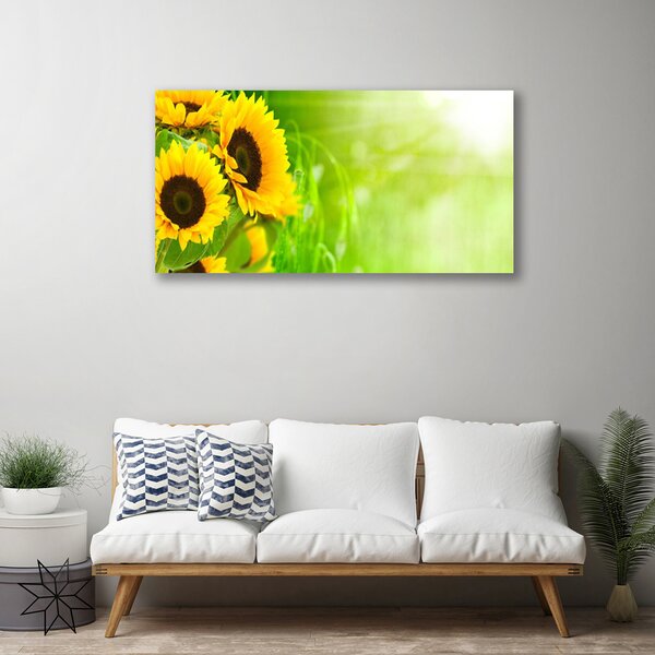 Tablou pe panza canvas Floarea soarelui Floral Brun Galben Verde