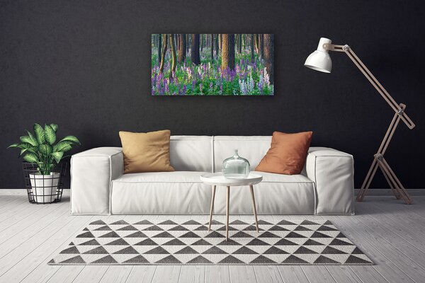 Tablou pe panza canvas Pădure Flori Natura Verde Violet Maro
