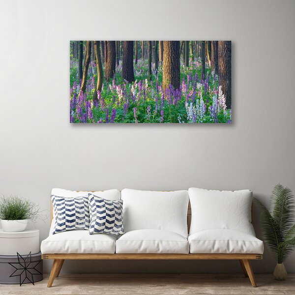 Tablou pe panza canvas Pădure Flori Natura Verde Violet Maro