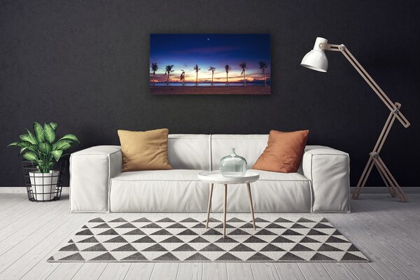Tablou pe panza canvas Palm Trees Sea Beach Peisaj Maro Albastru