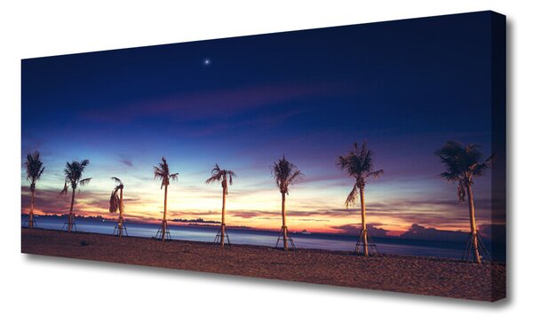 Tablou pe panza canvas Palm Trees Sea Beach Peisaj Maro Albastru