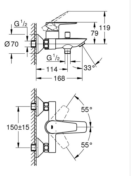 Grohe Start Edge baterie de duș perete negru 241982431