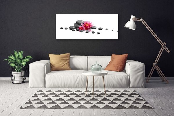 Tablou pe panza canvas Floare pietre Art Rosu Gri Alb
