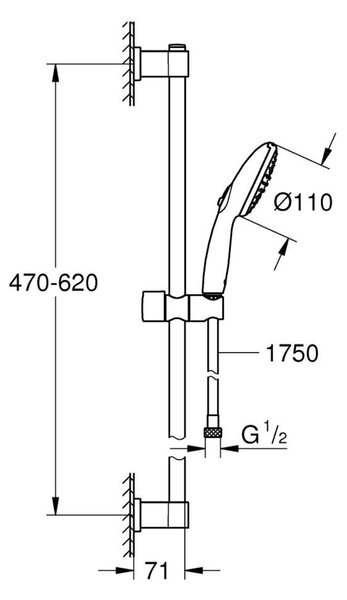 Grohe Vitalio Start 100 set de duș perete negru 1062052431