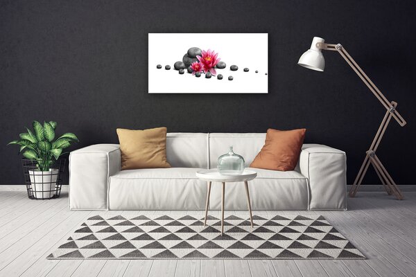 Tablou pe panza canvas Floare pietre Art Rosu Gri Alb