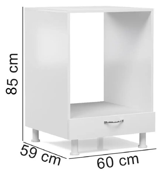 Dulap masca aragaz, cuptor bucatarie cu sertar, Homs, alb, 85 x 60 x 59 cm