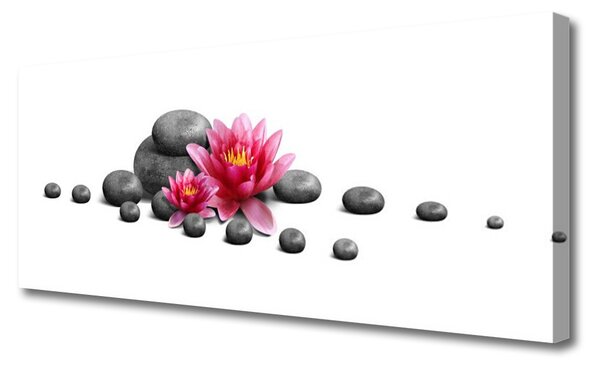 Tablou pe panza canvas Floare pietre Art Rosu Gri Alb