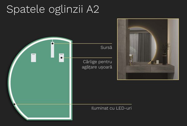 Oglindă atipică cu iluminare LED A2