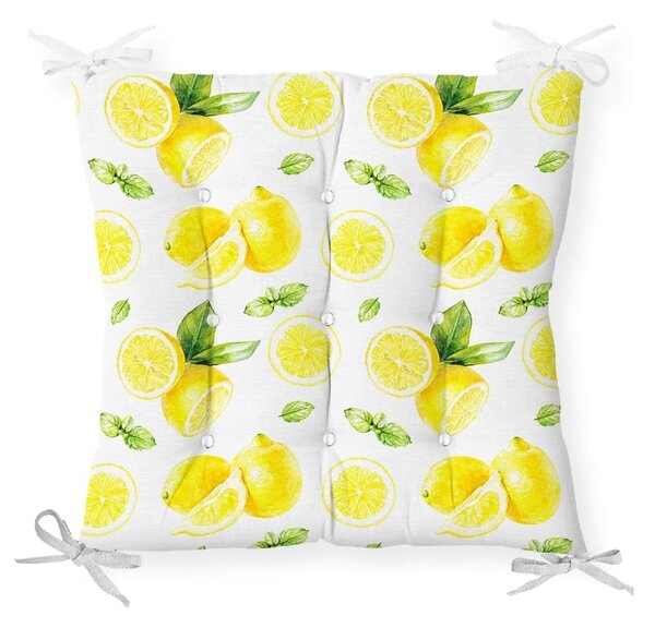 Pernă pentru scaun cu amestec de bumbac Minimalist Cushion Covers Sliced Lemon, 40 x 40 cm