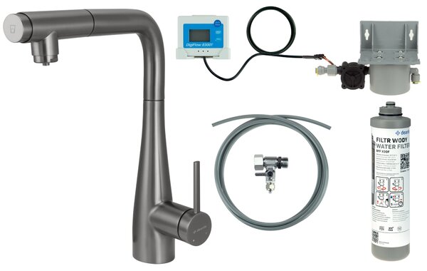 Deante Eridan set starter cu baterie bucătărie pe picior grafit/gri BREFD75M