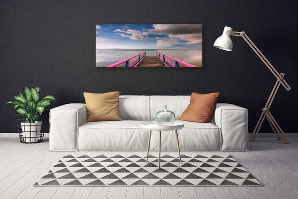 Tablou pe panza canvas Podul Marea Arhitectura Maro Roșu Albastru