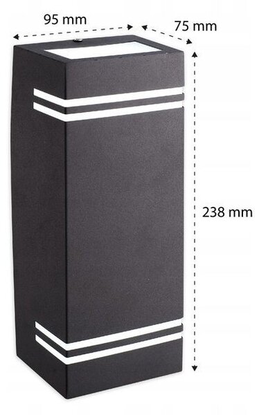 Aplica LED exterior, 2xGU10, montare pe fatada, 35W, carcasa aluminiu