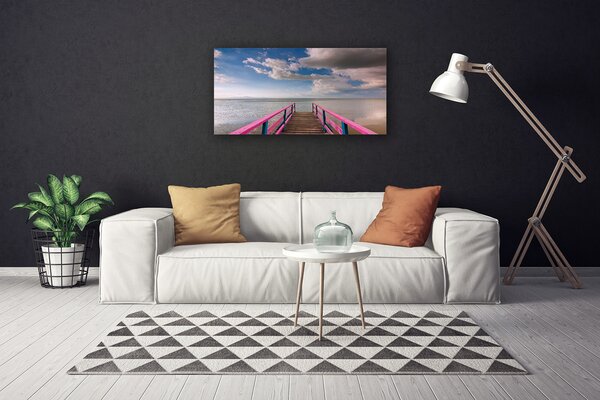 Tablou pe panza canvas Podul Marea Arhitectura Maro Roșu Albastru