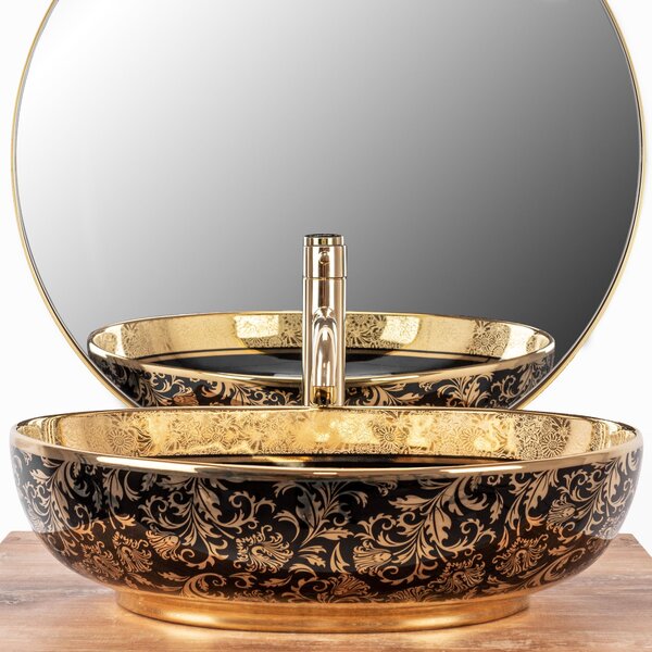 Lavoar pe blat Margot Gold / Black ceramic